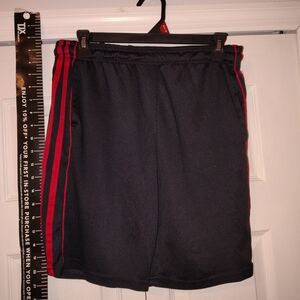 Men's Black and Red Athletic Shorts Adidas New 3 Stripe Size Small